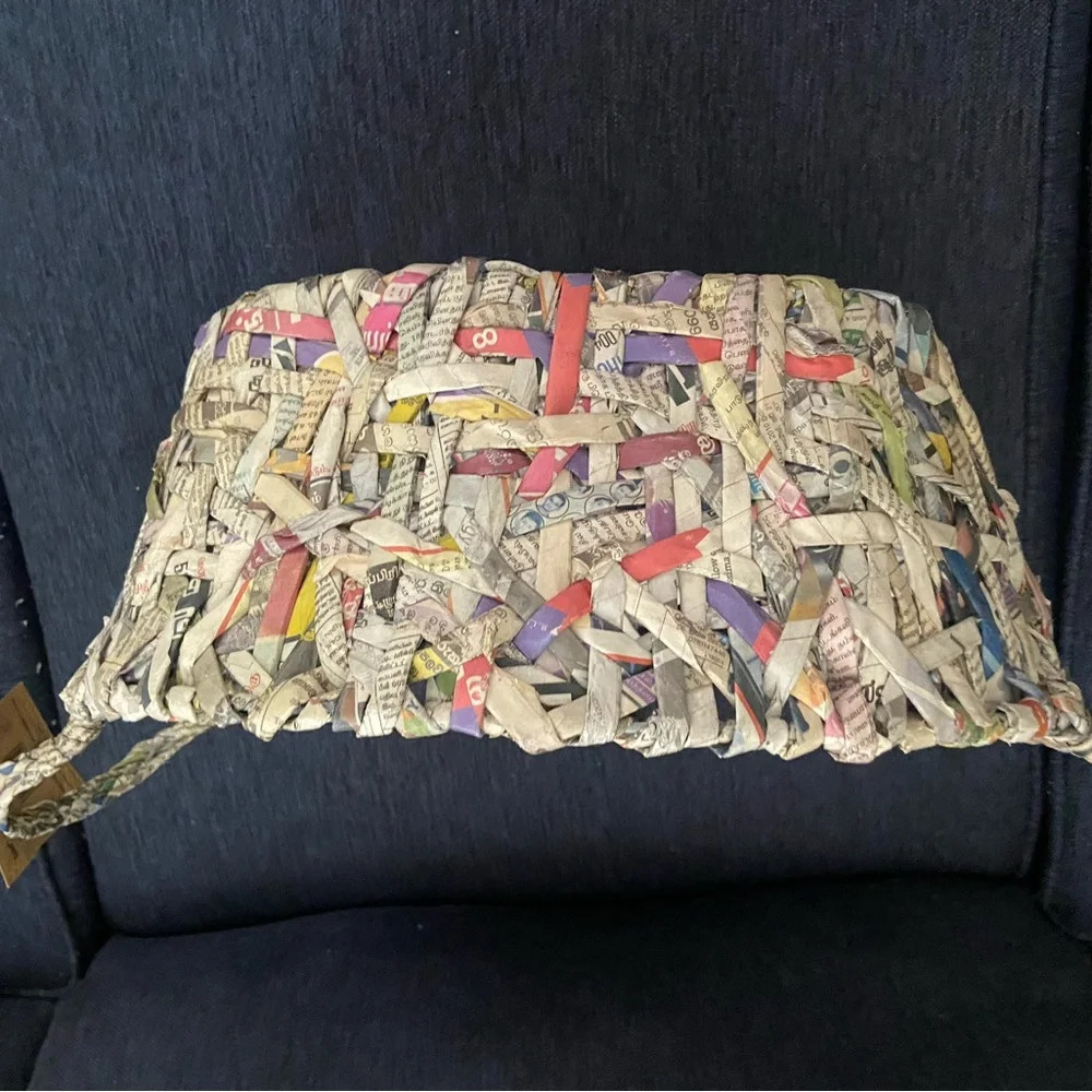 NWT Trader Joe's Colorful Handcrafted Woven Basket